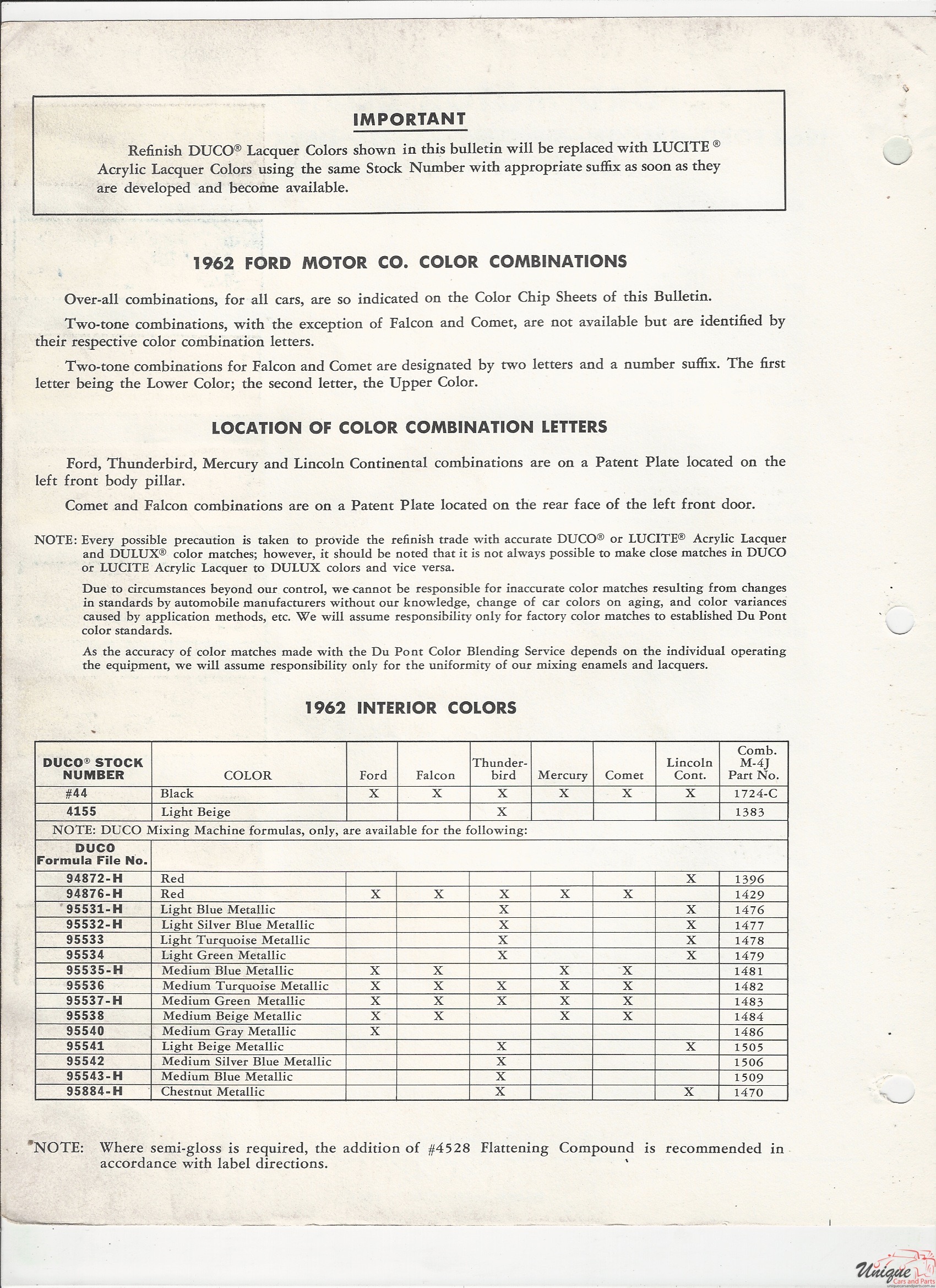 1962 Ford-1 Paint Charts